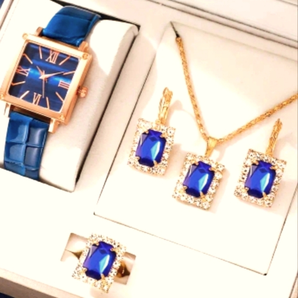 Women's 5-pc. Watch & Rhinestone Jewelry Sets